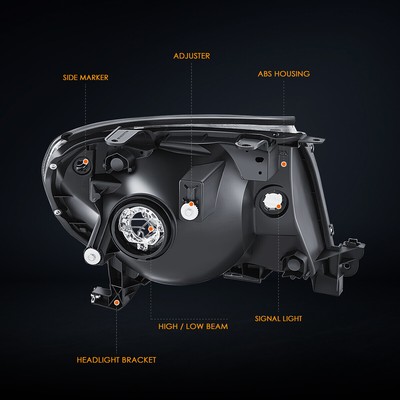 For 05-11 Toyota Tacoma Factory Style Driver Side Headlight Lamp Chrome/Amber