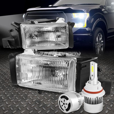 ХРОМИРОВАННЫЙ КОРПУС ФАРЫ + УГОЛОК + БЕЛЫЙ СВЕТОДИОД 9004 HID + ВЕНТИЛЯТОР ДЛЯ 94-02 DODGE RAM BR/BE