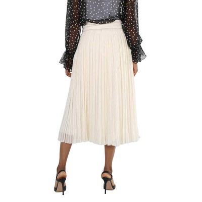 Pre-owned Chloé Chloe Ladies Eden Pleated Mid-length Skirt In White