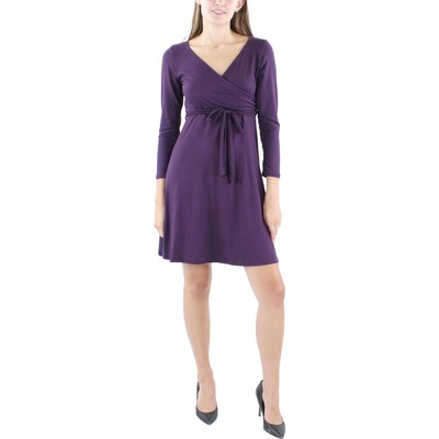 24seven Comfort Apparel Женское фиолетовое однотонное мини-платье S BHFO 0961