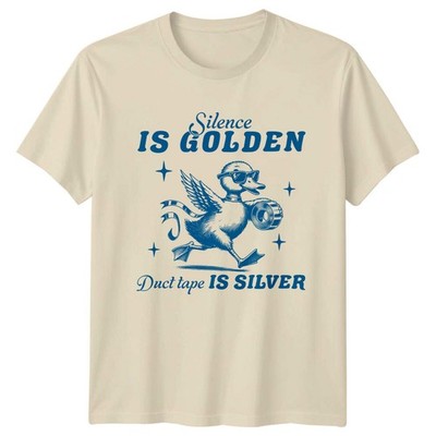 Silence Is Golden Duct Tape Is Silver Retro Duck Sarcastic T-Shirt