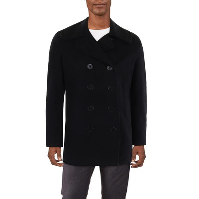 Schott NYC Mens Navy Wool Midi Cold Weather Pea Coat Outerwear L BHFO 7183