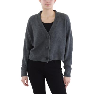 Ugg Womens Gray Fleece Ribbed Trim Button Up Cardigan Sweater Top M BHFO 5828