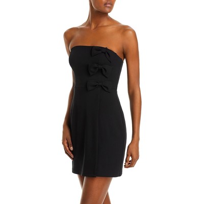 Женское черное полуофициальное мини-платье Aqua с искусственным запахом на косточках XL BHFO 4436