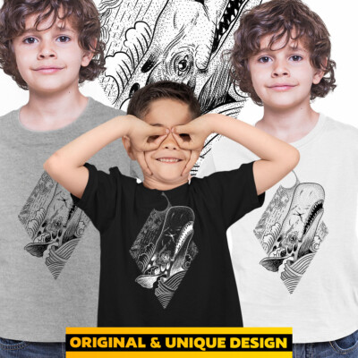 Hand Draw Whale Sea Creature Double Exposure Surreal T-shirt Birthday Gift Geek