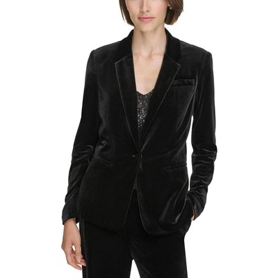 Женский черный бархатный деловой блейзер на одной пуговице Calvin Klein Petites 2P BHFO 6261