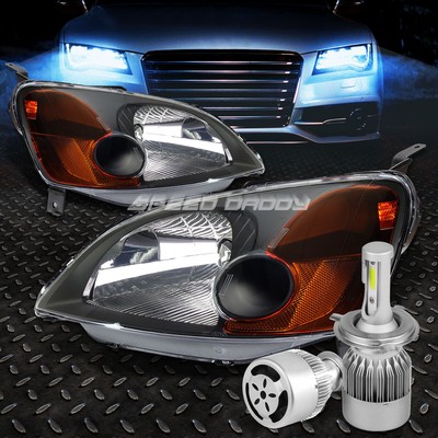 ЧЕРНЫЙ КОРПУС ФАРЫ С ЯНТАРНЫМ УГЛОМ НАКЛОНА + БЕЛЫЙ СВЕТОДИОД H4 HID с ВЕНТИЛЯТОРОМ ДЛЯ 01-03 CIVIC