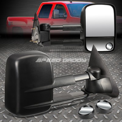 ДЛЯ 97-03 FORD F150 ПАРА ЧЕРНЫХ ВЫДВИЖНЫХ БУКСИРОВОЧНЫХ ПРИСПОСОБЛЕНИЙ С ЭЛЕКТРОПРИВОДОМ + КРУГЛОЕ ЗЕРКАЛО ДЛЯ СЛЕПЫХ ЗОН