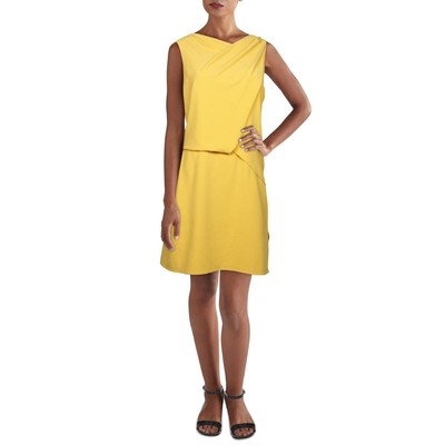 Женское желтое асимметричное мини-платье-блузон из драпировки Halston 6 BHFO 1345