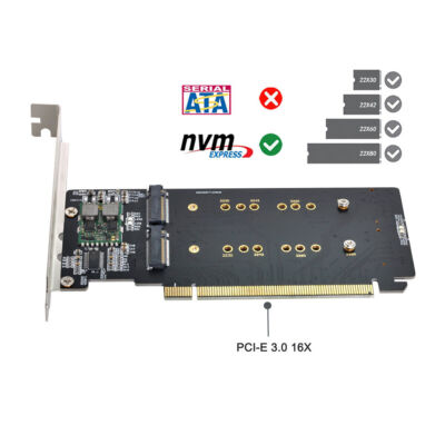 PCI-E 3.0 x4 Lane Host Adapter M.2 AHCI NVME SSD M Key Converter PCI Express x16