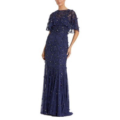 Женское вечернее платье Mac Duggal с темно-синими украшениями, 12 BHFO 5847