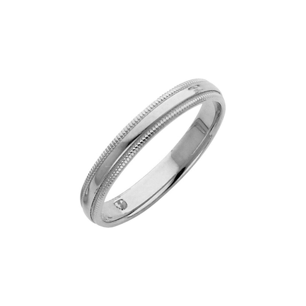 Pre-owned Td Collections 14k White Gold 3mm Classic Light Comfort-fit Dome Milgrain Wedding Band