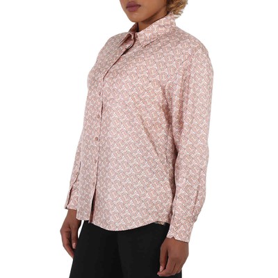 Pre-owned Burberry Ladies Monogram Print Silk Shirt In Multicolor