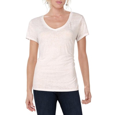 Threads 4 Thought Womens White V-образным вырезом Slub Tee T-shirt Top L BHFO 1277