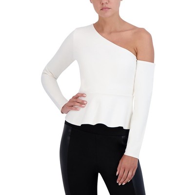 BCBGMAXAZRIA Женская белая драпировка без рукавов в рубчик с открытыми плечами XS BHFO 2874