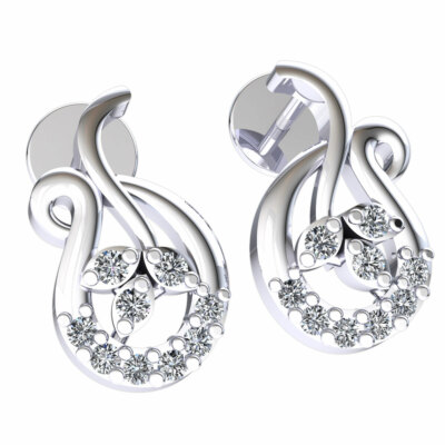 Pre-owned Jewelwesell 0.05carat Round Brilliant Cut Diamond Ladies Fine Drop Earrings 18k Gold