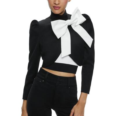 Женский укороченный блейзер-болеро с черным бантом Alice and Olivia S BHFO 0911