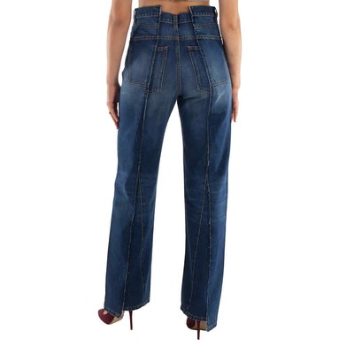 Pre-owned Victoria Beckham Deconstructed Straight Leg Denim Jeans, Waist Size 26" In Check Description