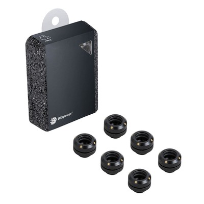 Bitspower G1/4'' Enh Multi-Link Fitting, 12mm OD, Matte Black, 6pk