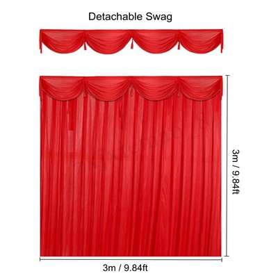 3x3M Silk Satin Wedding Party Stage Backdrop Curtain Drape Detachable Swag Decor