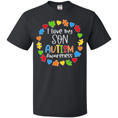 Inktastic I Love My Son Autism Awareness T-Shirt Dad Parents Child Puzzle Pieces