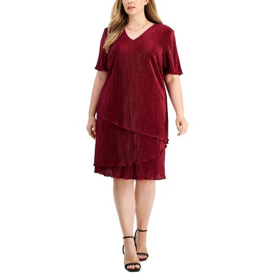 Женское красное вечернее платье-сорочка длиной до колен Connected Apparel Plus 22W BHFO 4938