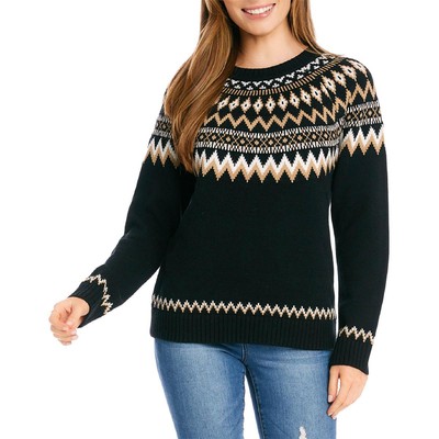 Женский пуловер Karen Kane Womens Running Wild черного цвета с принтом, вязаный свитер M BHFO 3244
