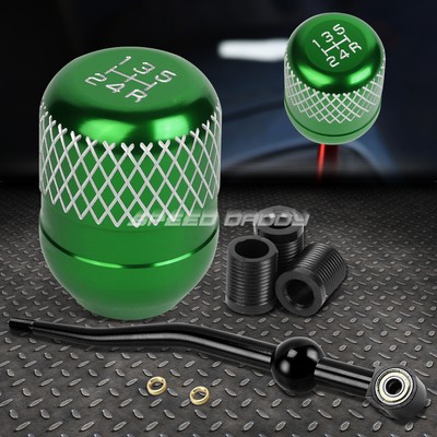 КОРОТКИЙ ПЕРЕКЛЮЧАТЕЛЬ ПЕРЕДАЧ ИЗ ЧЕРНОГО АЛЮМИНИЯ С ДВОЙНЫМ ИЗГИБОМ + ЗЕЛЕНАЯ 5-СТУПЕНЧАТАЯ РУЧКА С СЕТКОЙ ДЛЯ EK/ EJ/ EG/DC