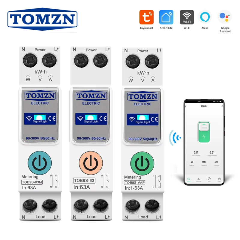 TUYA smartlife 1- 63A 1P+N WIFI Smart Switch Energy Meter Kwh Metering Monitori