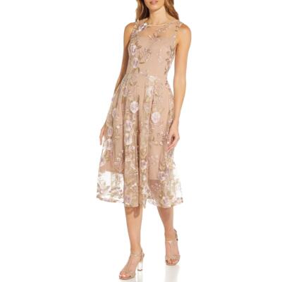 

Женское вечернее платье миди без рукавов с вышивкой Adrianna Papell BHFO 5320, Blush multi