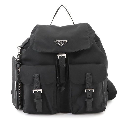 PRADA Medium Backpack Nylon Saffiano Leather Nero 1BZ811