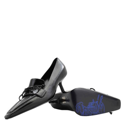 Pre-owned Burberry Black Leather Storm Court Pumps