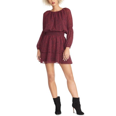 

Rachel Rachel Roy Женское розовое шифоновое повседневное платье с животным принтом Lola  BHFO 7116, Black wild pink combo