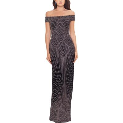 

Женское блестящее вечернее платье-футляр B-A by Betsy and Adam BHFO 6425, Black/rose