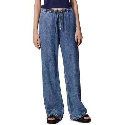 Женские синие брюки Rag & Bone с высокой посадкой и широкими штанинами на завязках 28 BHFO 8037