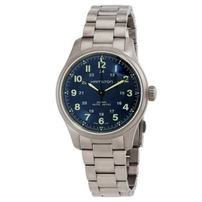 Pre-owned Hamilton Khaki Field Titanium Automatic Blue Dial Men's Watch H70545140