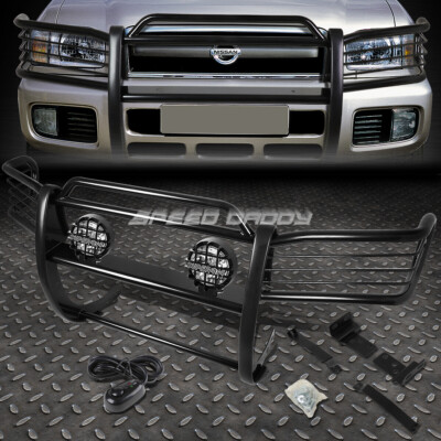 ЧЕРНАЯ ЗАЩИТНАЯ РЕШЕТКА РАДИАТОРА + КРУГЛАЯ ПРОЗРАЧНАЯ ПРОТИВОТУМАННАЯ ФАРА ДЛЯ 96-04 NISSAN PATHFINDER R50