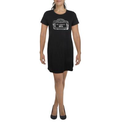 

Karl Lagerfeld Paris Женское трикотажное мини-платье-футболка с короткими рукавами BHFO 2283, Black silver