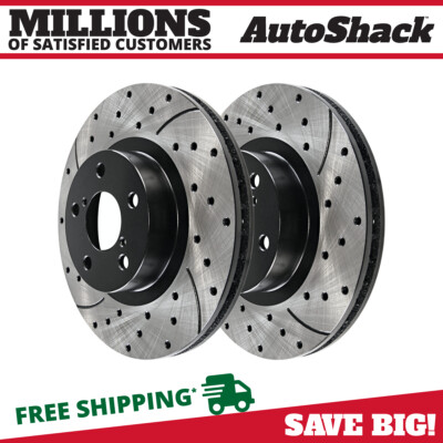 Front Drilled Slotted Brake Rotors Black Pair 2 for Toyota Camry Lexus ES350 V6