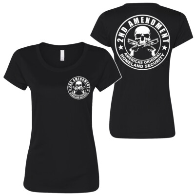 Second amendment Skull Women's T Shirt America USA Homeland Security Gun 2nd F&B