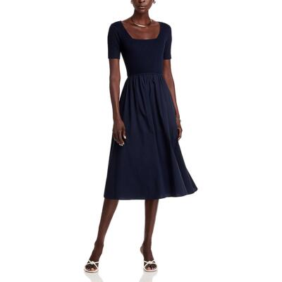 T Tahari Womens Navy Square Neck Fit& Flare Party Fit & Flare Dress M BHFO 0284