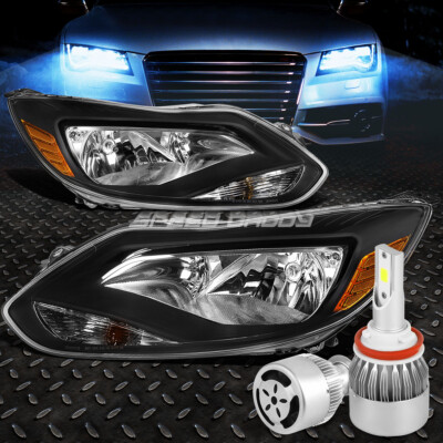 ЧЕРНАЯ ФАРА + ЖЕЛТЫЙ УГЛОВОЙ СИГНАЛ + БЕЛЫЙ СВЕТОДИОД H8 HID с ВЕНТИЛЯТОРОМ ДЛЯ FORD FOCUS 12-14