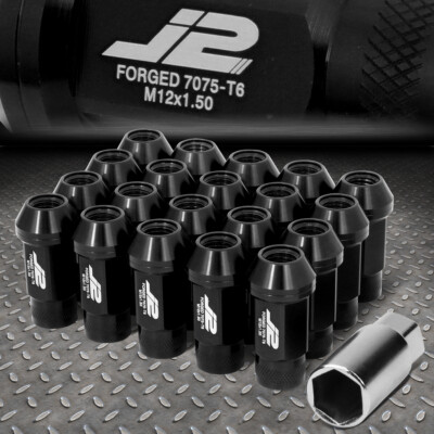 J2 ENGINEERING 7075 АЛЮМИНИЙ M12X1.5 20ШТ 50 ММ ВЕРХНЯЯ ГАЙКА С НАКАТКОЙ и КЛЮЧОМ ЧЕРНЫЙ