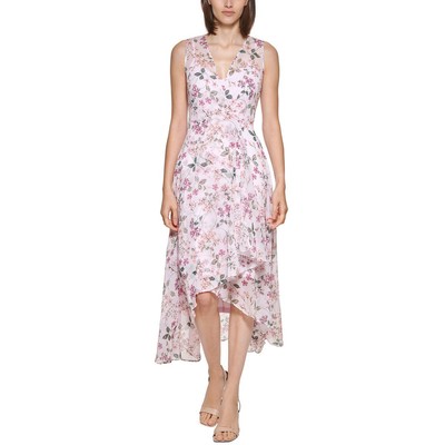 Женское розовое прозрачное миди-платье Calvin Klein с цветочным принтом Petites 2P BHFO 7090