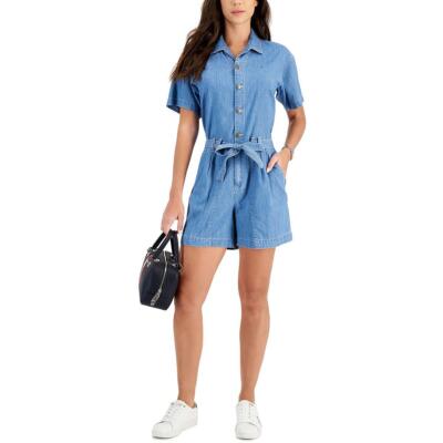 

Женский джинсовый комбинезон с короткими рукавами Tommy Hilfiger с поясом BHFO 9573, Шамбре