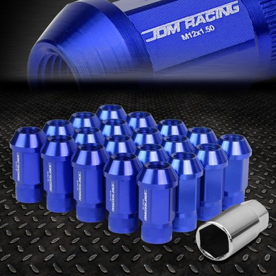 [20шт] Набор алюминиевых колесных гаек M12x1.5 с открытым концом + Удлинительный адаптер синего цвета