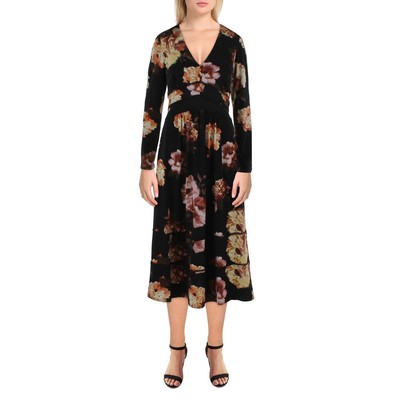 

Женское черное платье миди с люверсами и цветочным принтом Taylor  BHFO 5437, Черный