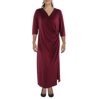 24seven Comfort Apparel Женское красное макси-платье с искусственным запахом и V-образным вырезом плюс 2X BHFO 1727