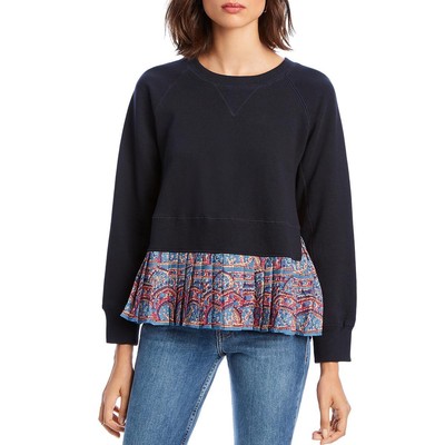 LINI Womens Clair Черная плиссированная толстовка с высоким воротом в смешанной технике XS BHFO 3942