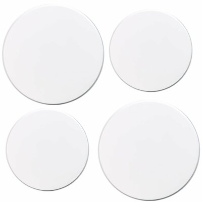 SET OF 4 TIN STEEL STOVETOP BURNER COVERS SET, (2-10'', 2-8'') WHITE COLOR, RLD